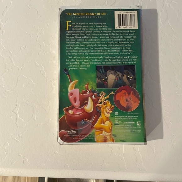 The Lion King Walt Disney Masterpiece VHS Tape - Picture 2 of 6